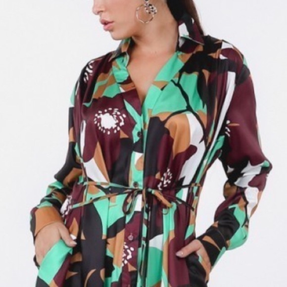 🌟HP🌟Dani Green & Brown Long Sleeve Dress👗 - Picture 11 of 15